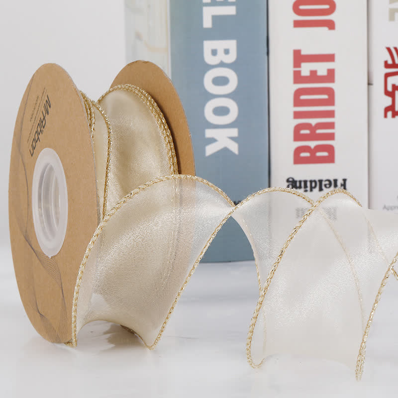 Mother's Day Bouquet Gift Box Packaging Ribbon - Beige - 2PCS - 1.6" x 360" - image 5