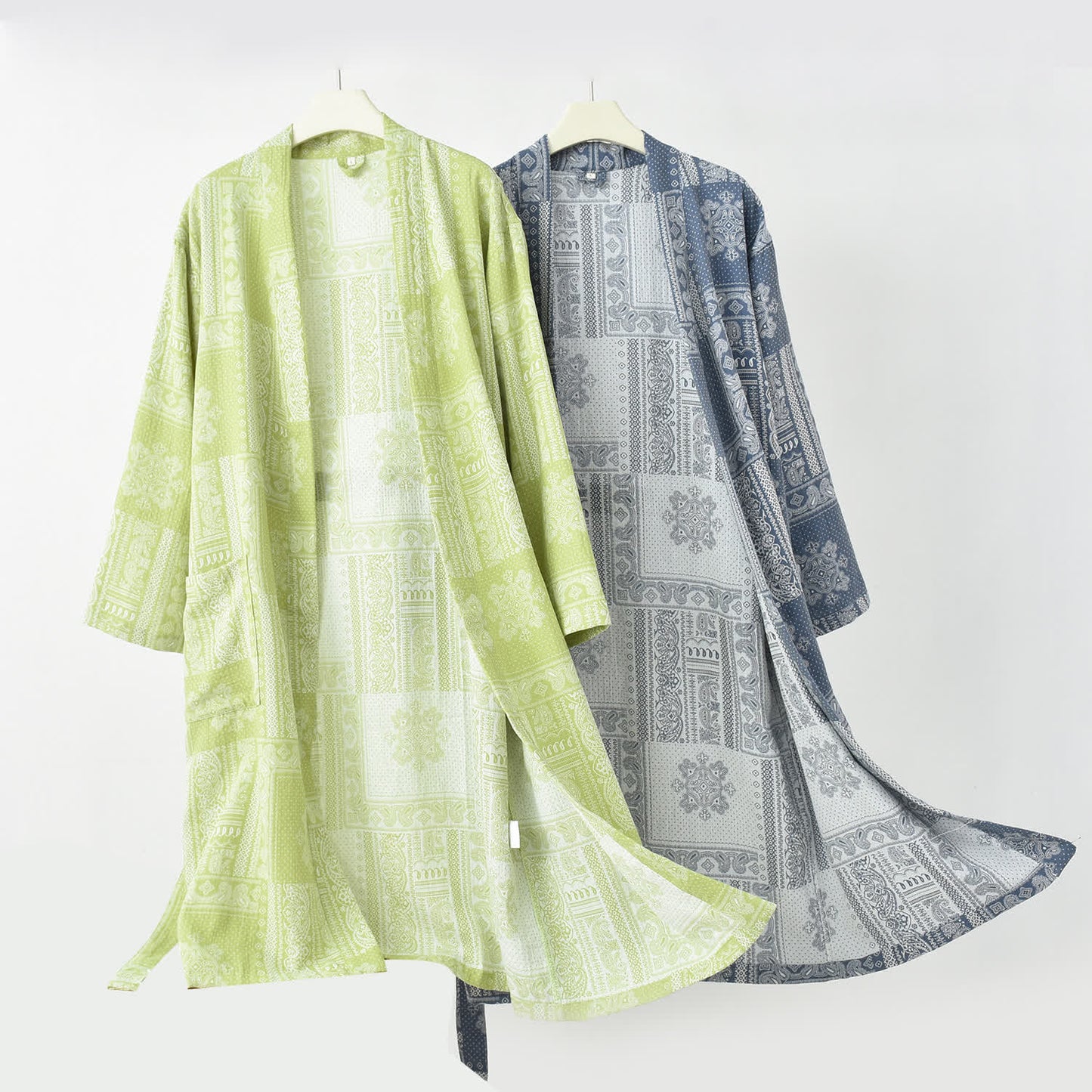 Jacquard Vintage Kimono Cotton Gauze Bathrobe - image 2