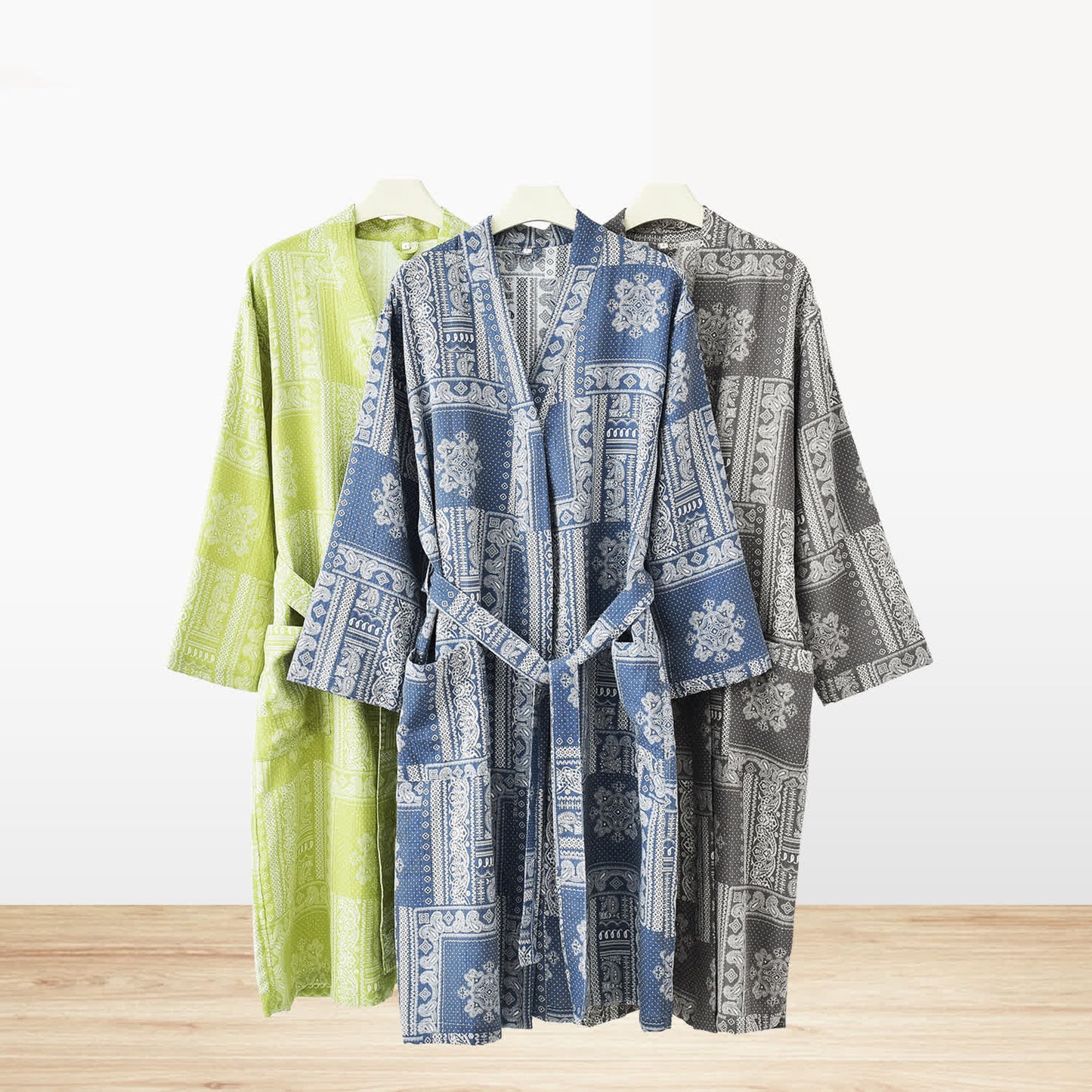 Jacquard Vintage Kimono Cotton Gauze Bathrobe - image 0