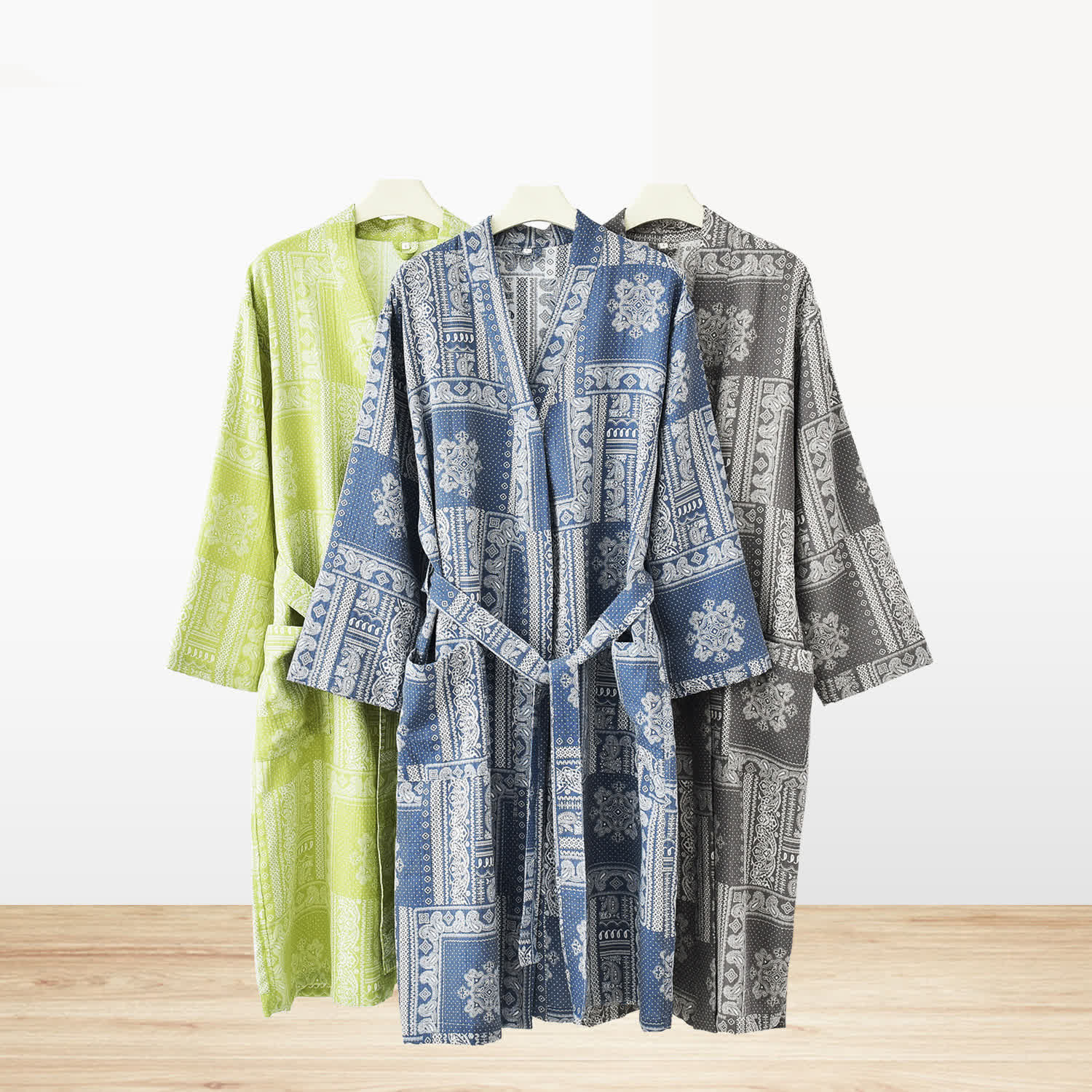 Jacquard Vintage Kimono Cotton Gauze Bathrobe - image 0