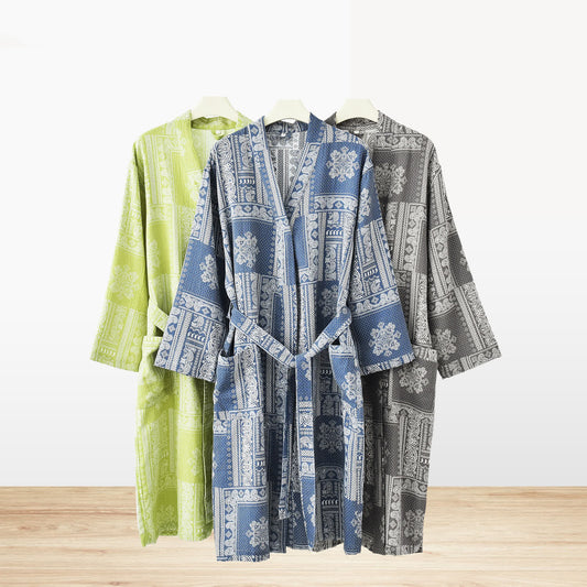 Jacquard Vintage Kimono Cotton Gauze Bathrobe - image 0