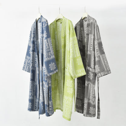 Jacquard Vintage Kimono Cotton Gauze Bathrobe - image 1
