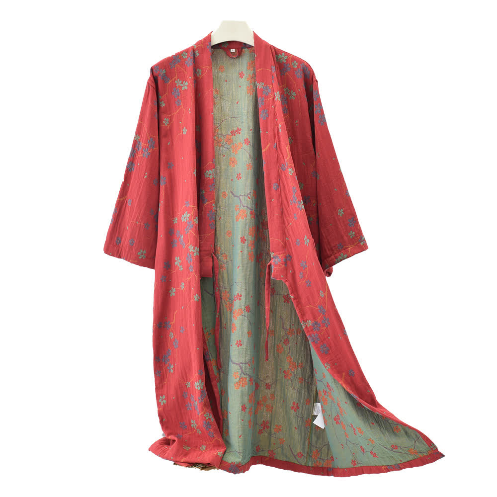 Jacquard Gauze Cotton Floral Lightweight Bathrobe - image 2