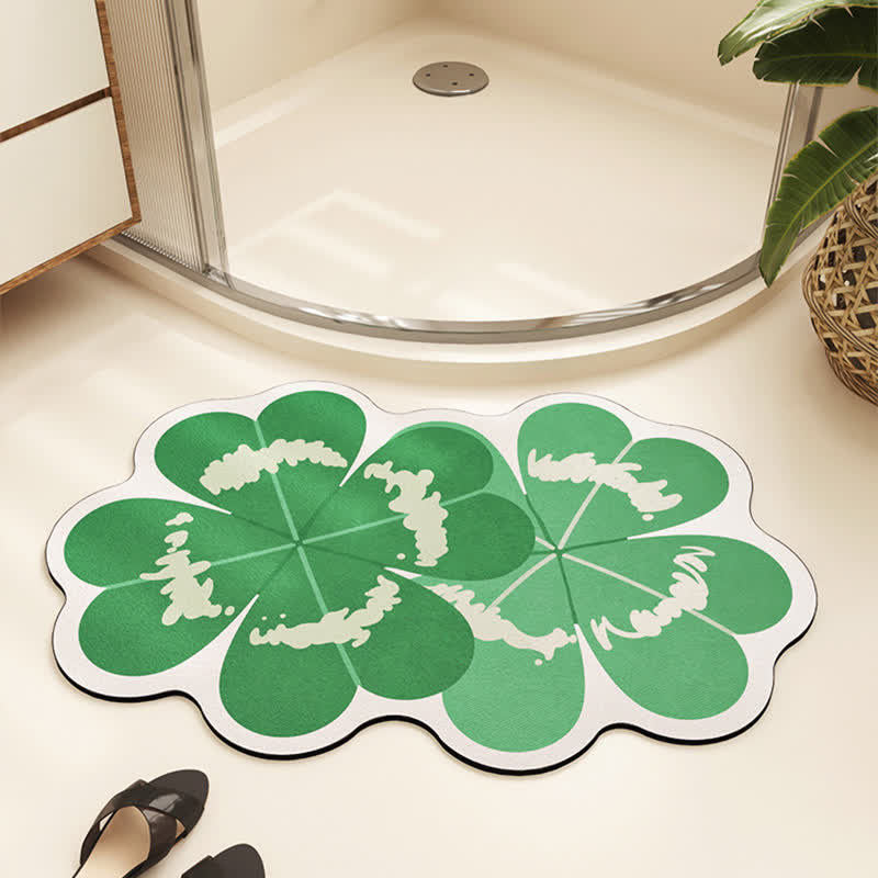 Four-leaf Clover Leaf Absorbent Diatom Mud Floor Mat - A - Set(2PCS) - 19" x 31"+23" x 35" - image 0