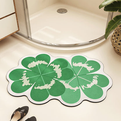 Four-leaf Clover Leaf Absorbent Diatom Mud Floor Mat - A - Set(2PCS) - 19" x 31"+23" x 35" - image 0