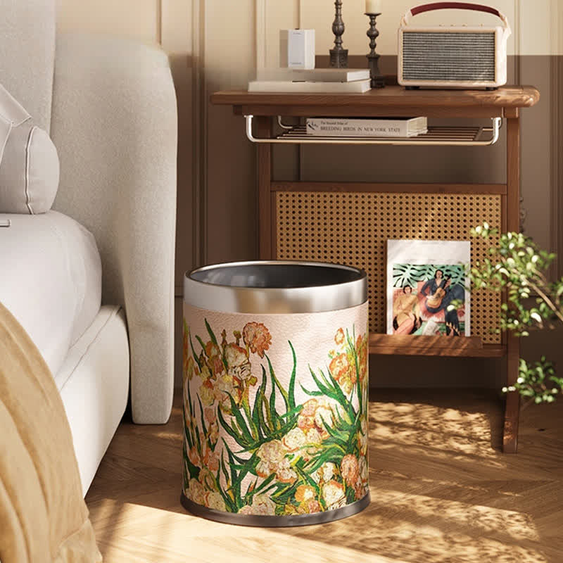 Luxurious Pastoral Leather Durable Trash Can - image 2