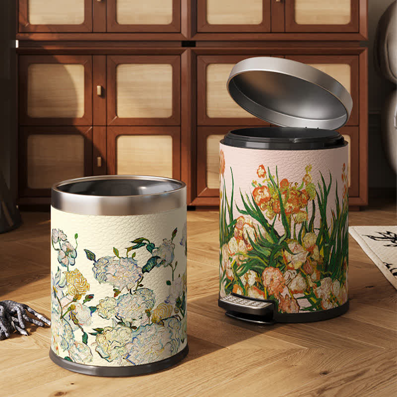 Luxurious Pastoral Leather Durable Trash Can - image 0