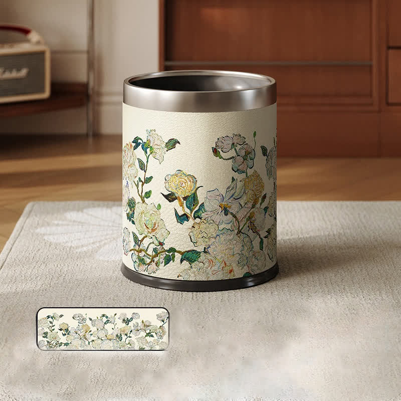 Luxurious Pastoral Leather Durable Trash Can - B - Standard - 9"W x 9"L x 10"H - image 6