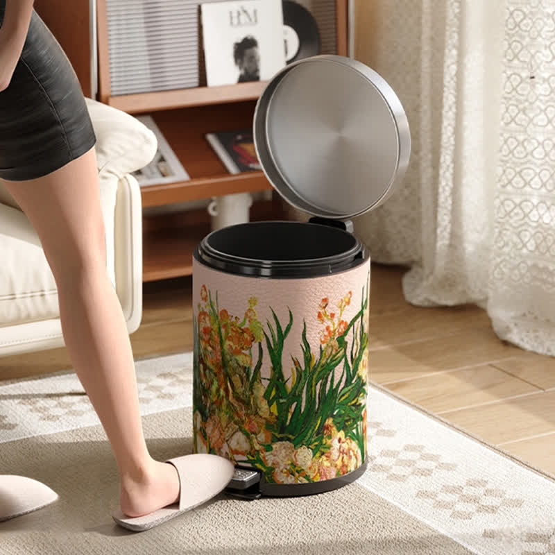 Luxurious Pastoral Leather Durable Trash Can - image 3