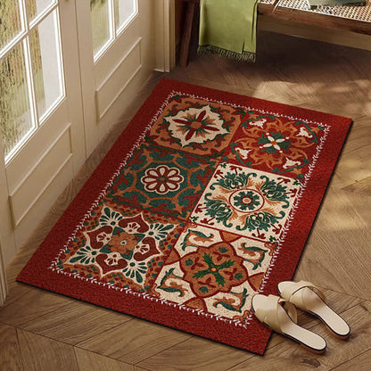 French Retro Geometric Pattern Dust Removal Mat - Red - 23" x 35" - image 7