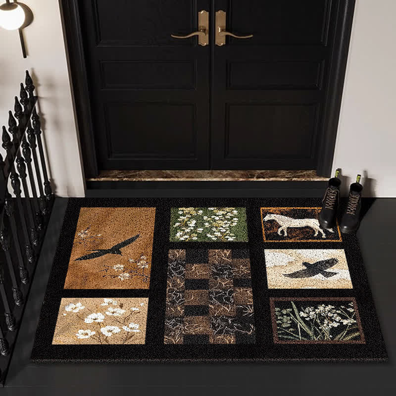 Mid-Century Check Botanical Dust Floor Mat - A - 23" x 35" - image 0