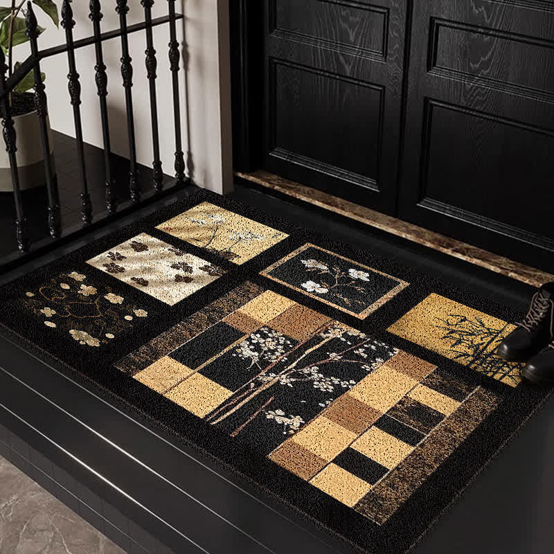 Mid-Century Check Botanical Dust Floor Mat - image 2