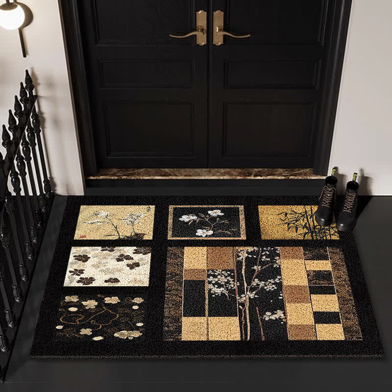 Mid-Century Check Botanical Dust Floor Mat - B - 23" x 35" - image 1