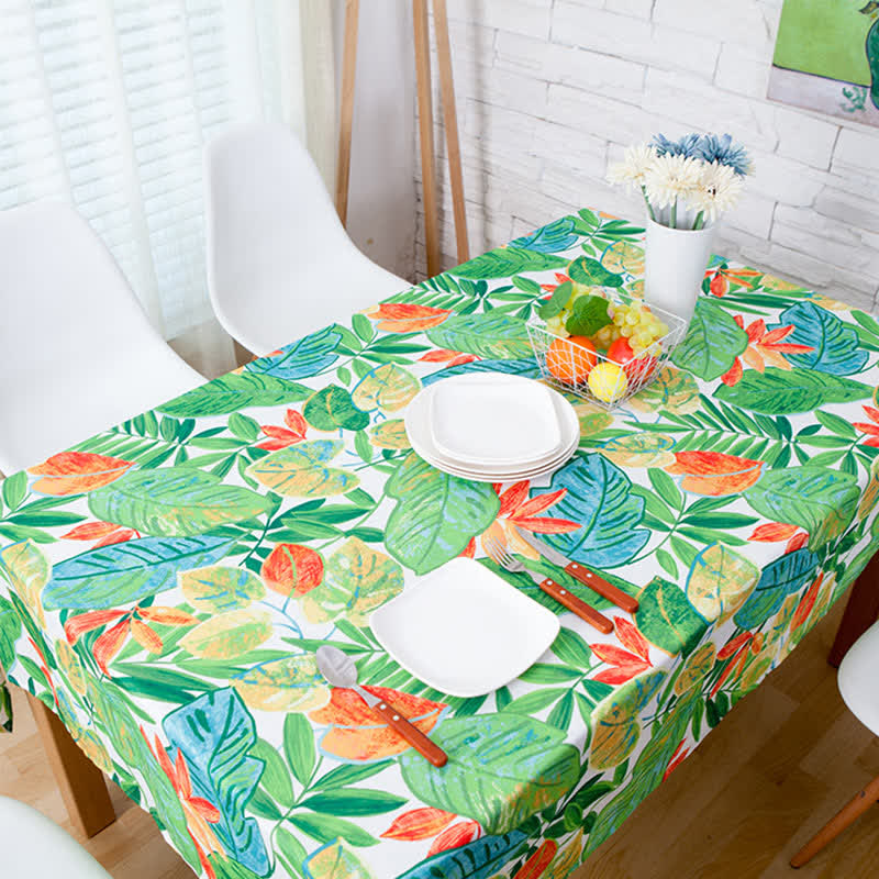 Pastoral Style Green Leaf Waterproof Tablecloth - Round - 59" - image 0