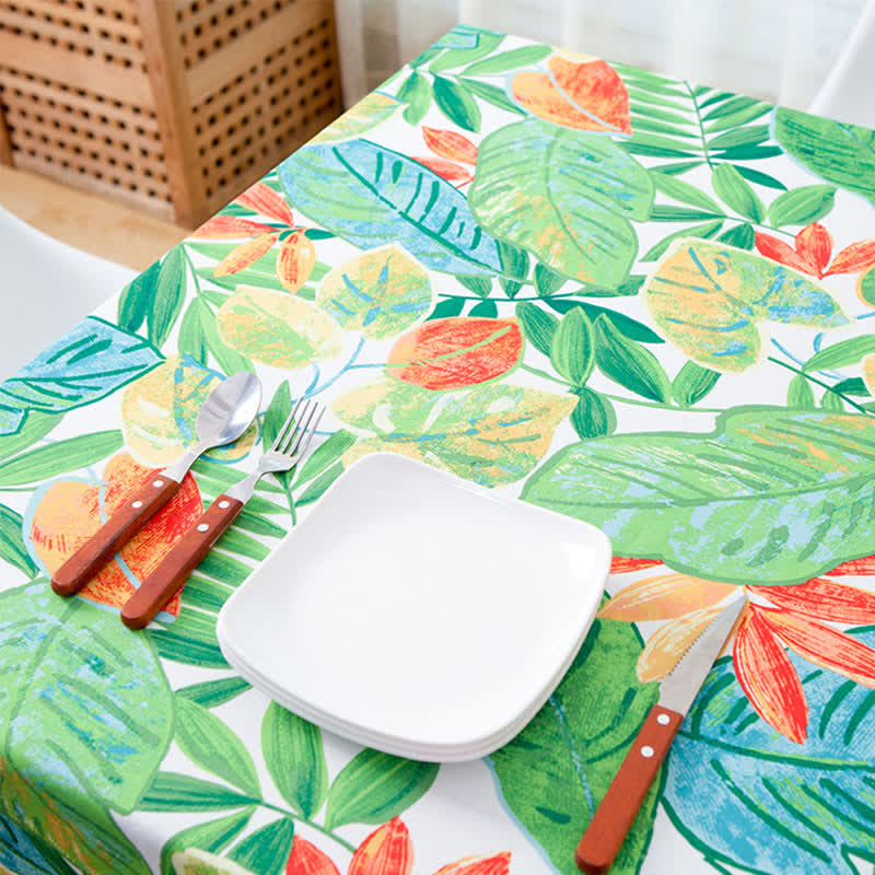 Pastoral Style Green Leaf Waterproof Tablecloth - image 4