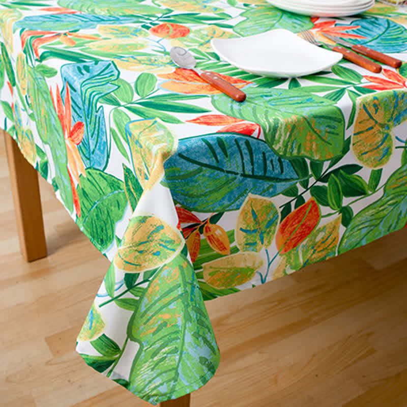 Pastoral Style Green Leaf Waterproof Tablecloth - image 3