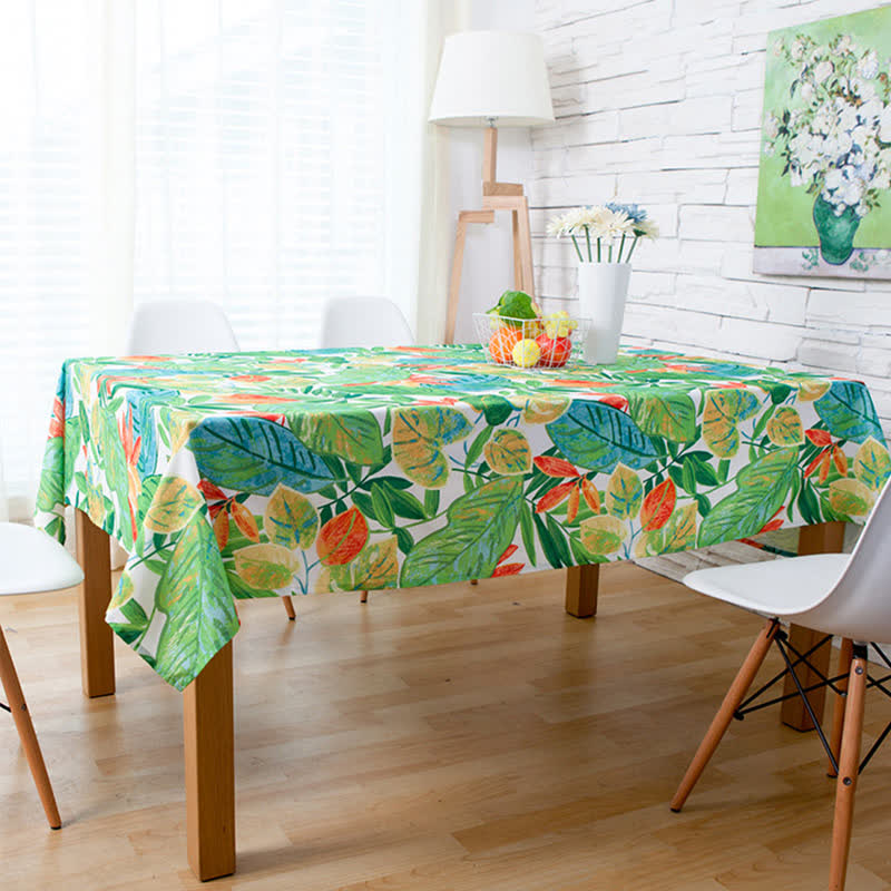 Pastoral Style Green Leaf Waterproof Tablecloth - image 1