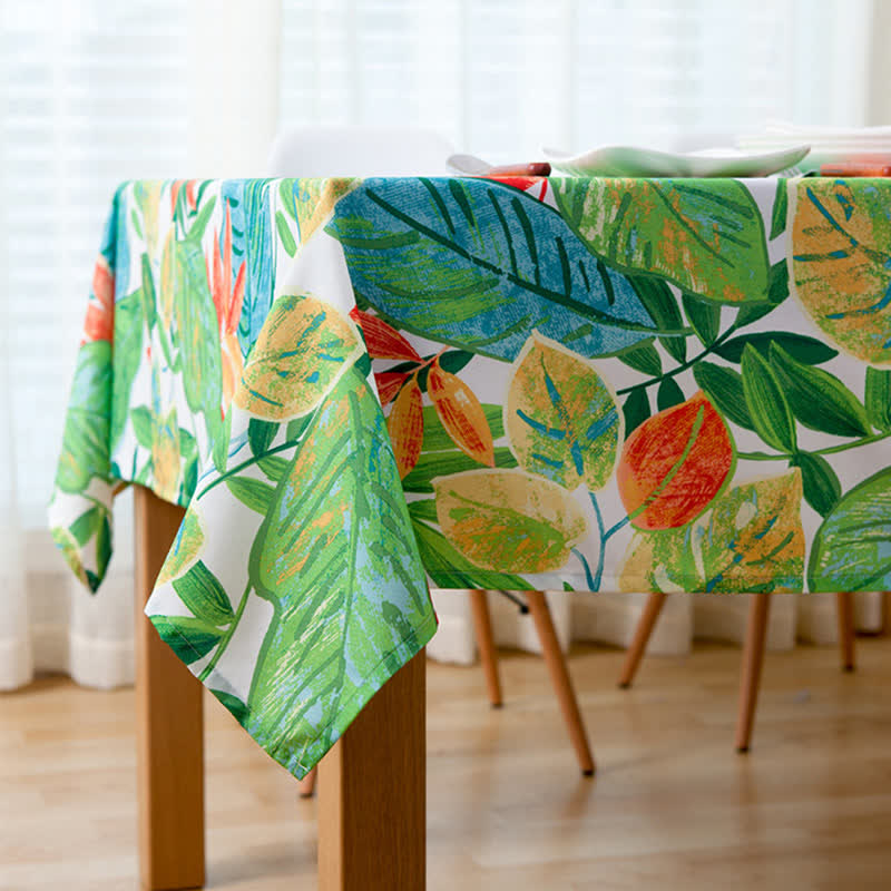 Pastoral Style Green Leaf Waterproof Tablecloth - image 2