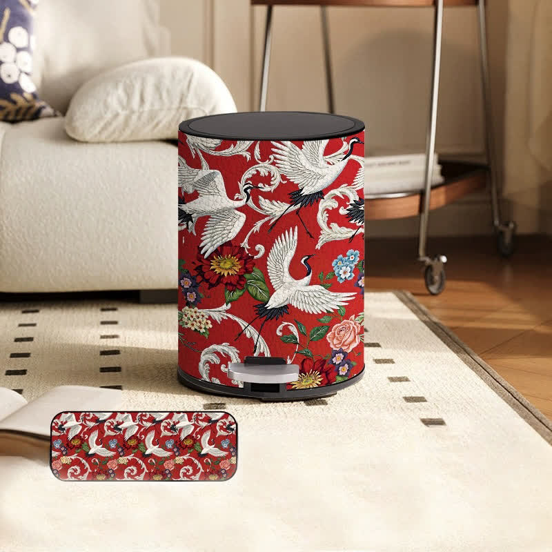 Double Barrel Vintage Floral Durable Trash Bin - Foot-operated - 9"W x 9"L x 12"H - image 4