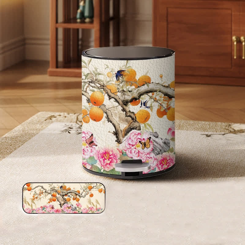 Pastoral Leather Large Capacity Trash Bin - Foot-operated - 9"W x 9"L x 12"H - image 2