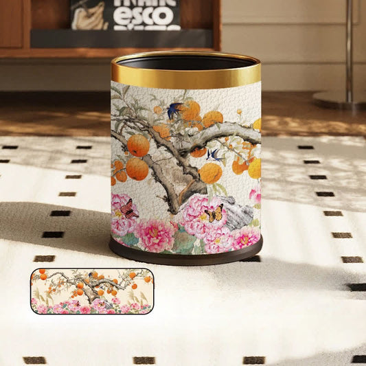 Pastoral Leather Large Capacity Trash Bin - Standard-Yellow circle - 9"W x 9"L x 10"H - image 0