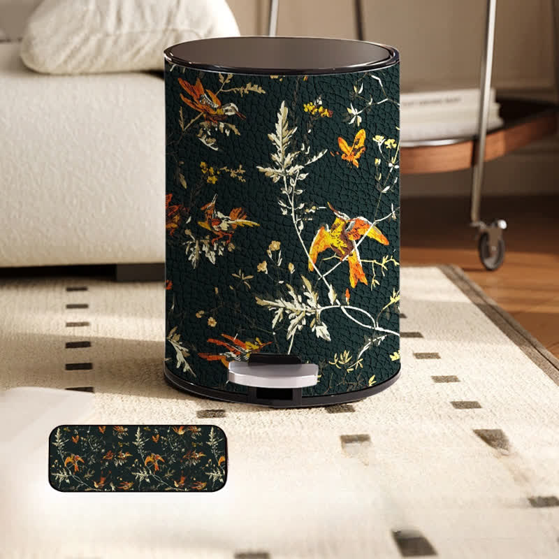 Floral Bird Leather Large Capacity Trash Bin - image 3