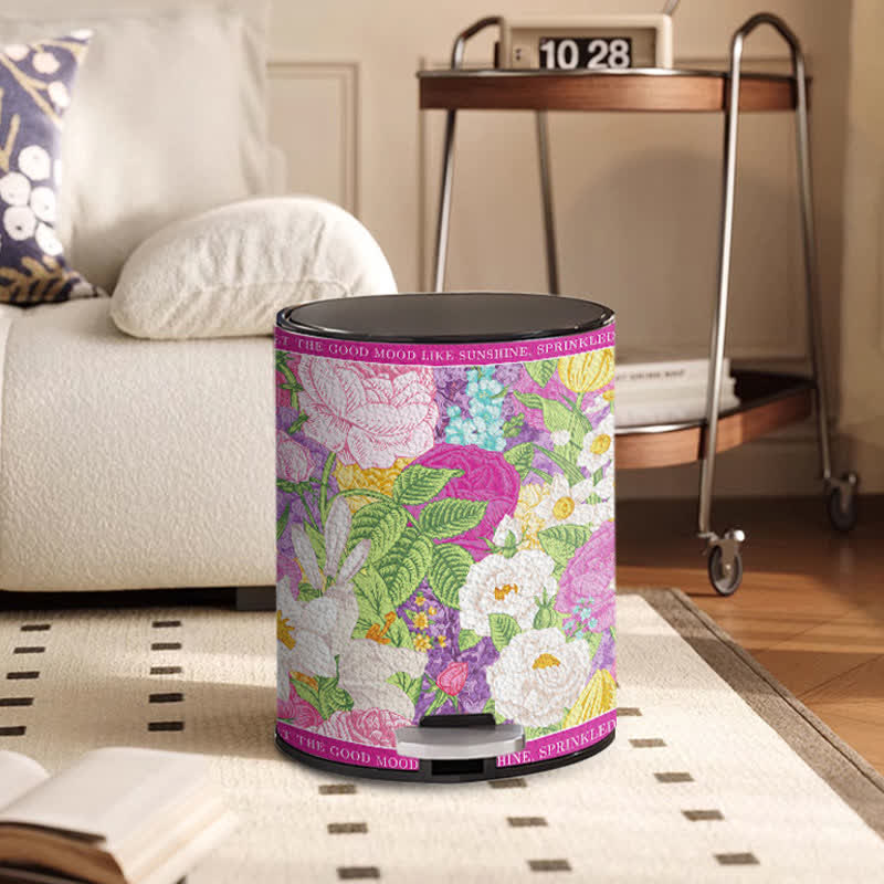Blooming Flower Doubl Barrel Leather Trash Bin - image 3
