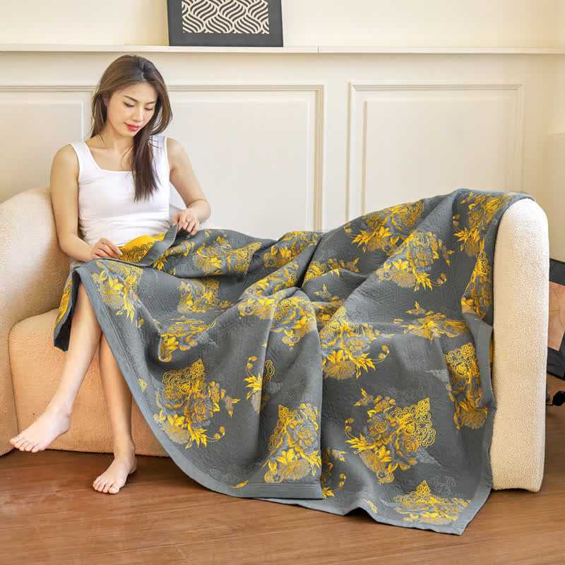 Elegant Flower Three Layer Cotton Gauze Blanket - 90"W x 98"L - image 0
