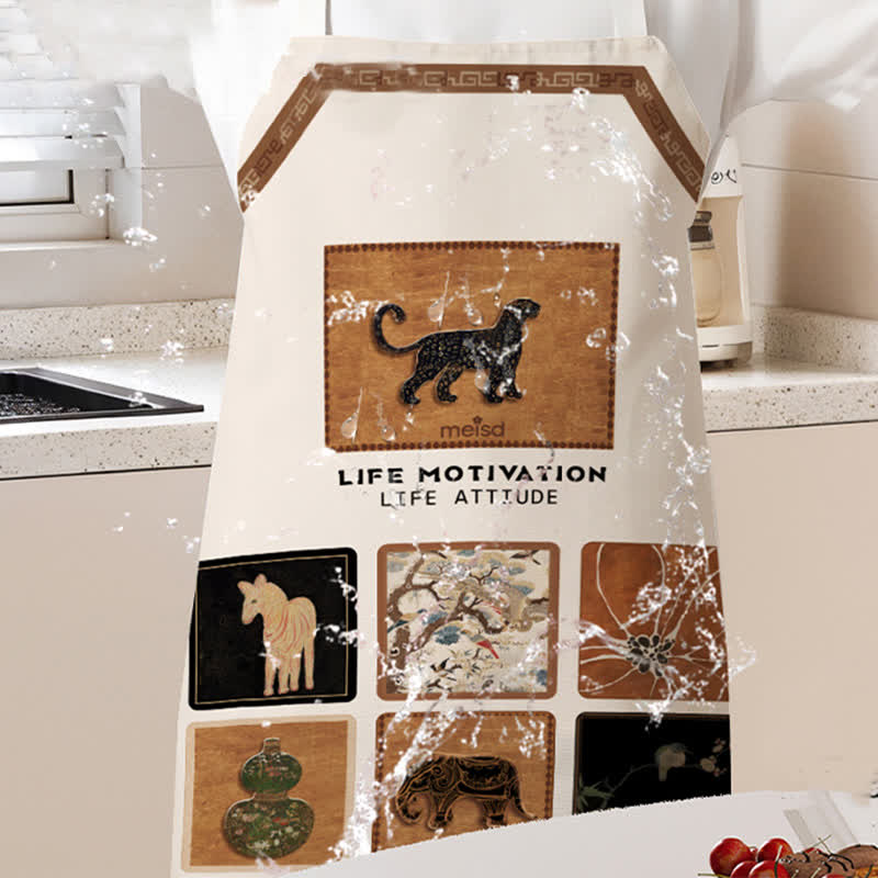 Vintage Animal Pattern Waterproof and Oil Resistant Apron - image 5