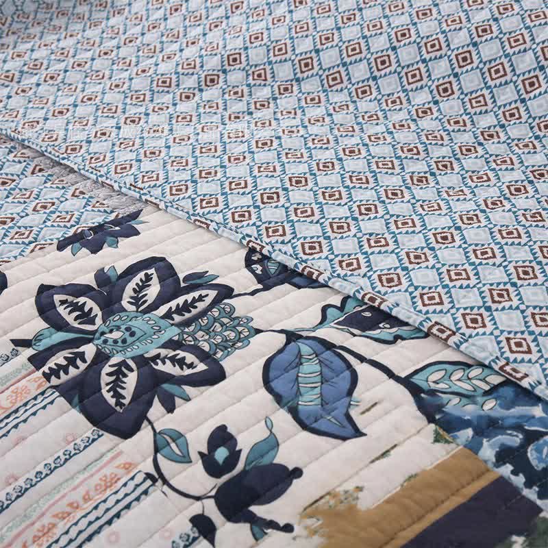 Quilted Floral Patchwork Cotton Bedding Set(3PCS) - image 5