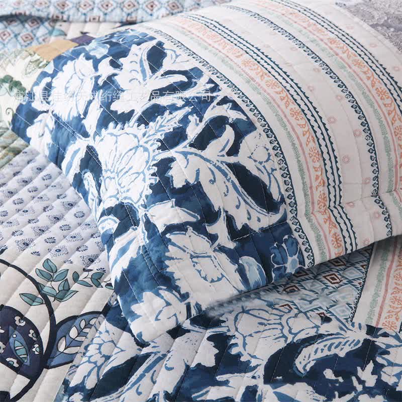 Quilted Floral Patchwork Cotton Bedding Set(3PCS) - image 4