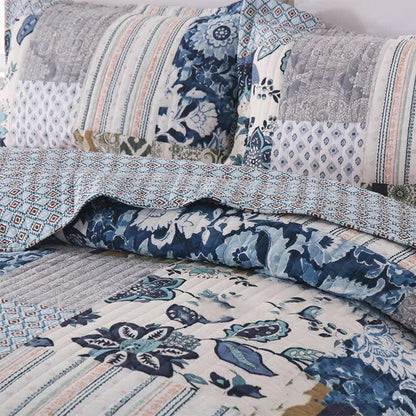 Quilted Floral Patchwork Cotton Bedding Set(3PCS) - image 2