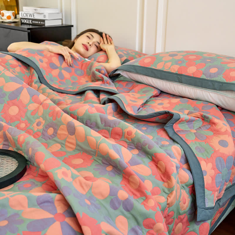 Refresh Floral Cotton Gauze Comfy Soft Quilt - image 2