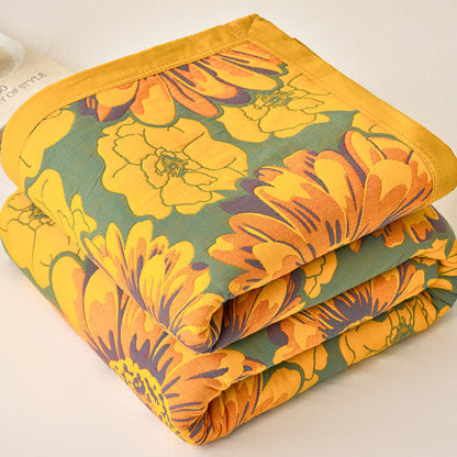 Cotton Gauze Reverisible Blomming Flower Quilt - image 5