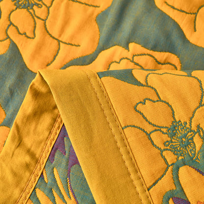 Cotton Gauze Reverisible Blomming Flower Quilt - image 6