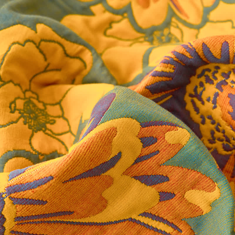 Cotton Gauze Reverisible Blomming Flower Quilt - image 7