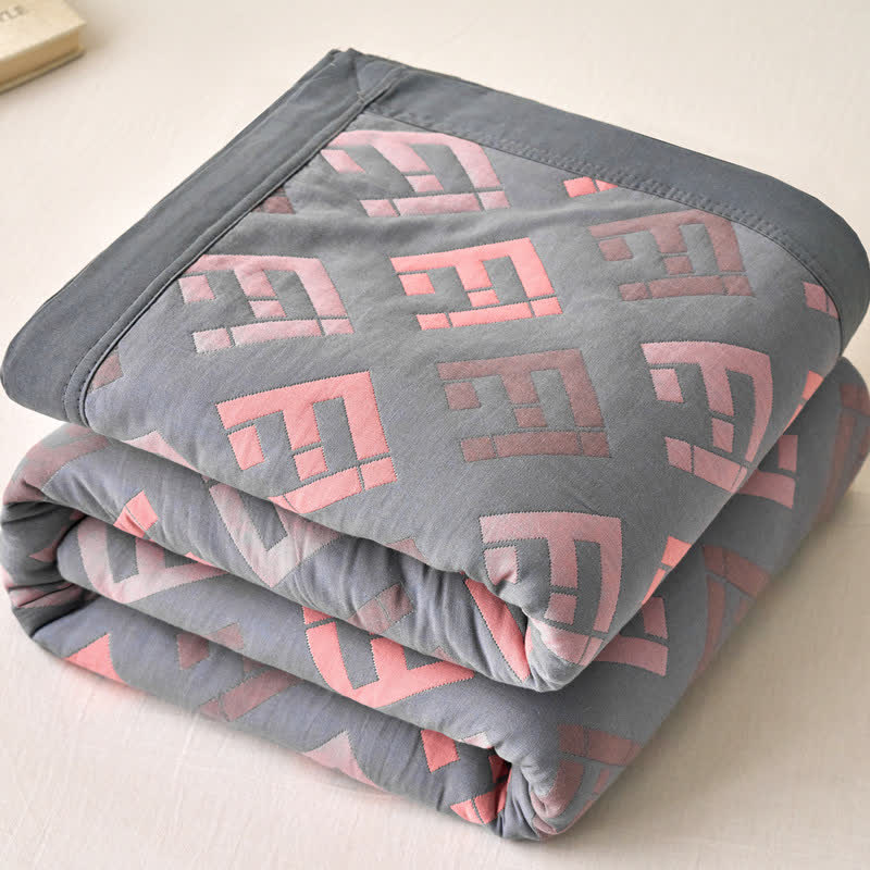 Luxurious Jacquard Cotton Gauze Breathable Blanket - image 3