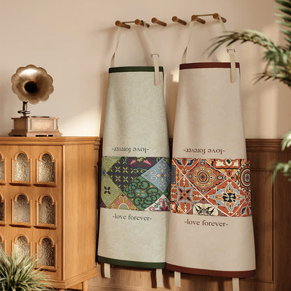 Retro Geometric Pattern Waterproof Kitchen Apron - image 1