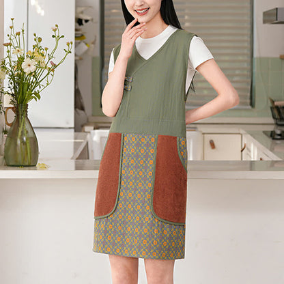 Pure Cotton Vintage Waterproof Vest Apron - Yellow - image 3