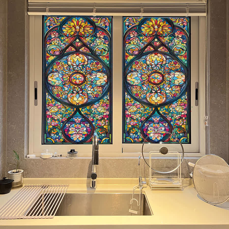 Vintage Stained Baroque Static Frosted Privacy Film - image 0