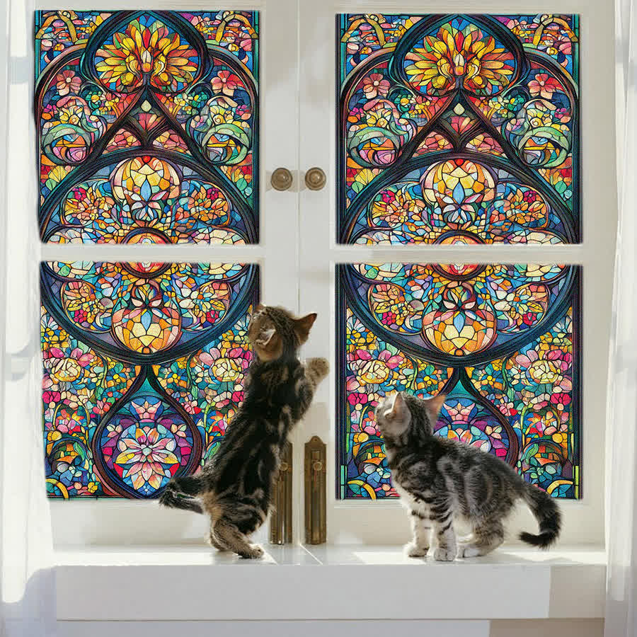 Vintage Stained Baroque Static Frosted Privacy Film - image 1