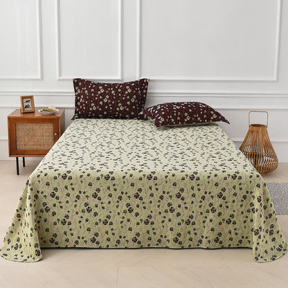 Yarn-dyed Rose Cotton Gauze Comfy Coverlet - Beige & Dark Brown - 2pcs Pillowcases - 19" x 29" - image 0