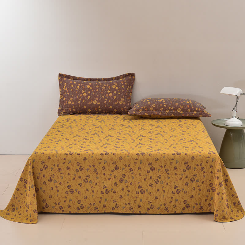 Yarn-dyed Rose Cotton Gauze Comfy Coverlet - Yellow & Brown - 2pcs Pillowcases - 19" x 29" - image 2