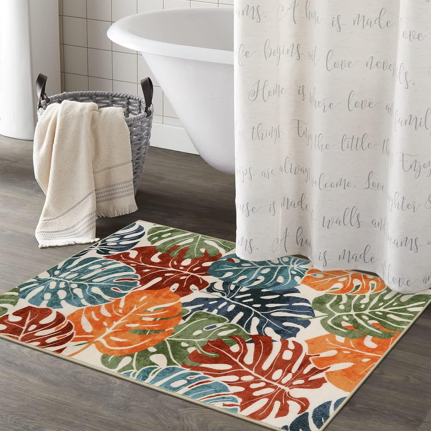 Tropical Color Leaves Flowers Rug - A - 1PC - 23" x 63" - image 0