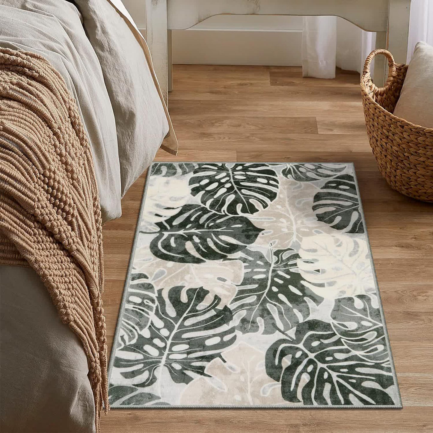 Tropical Color Leaves Flowers Rug - image 4
