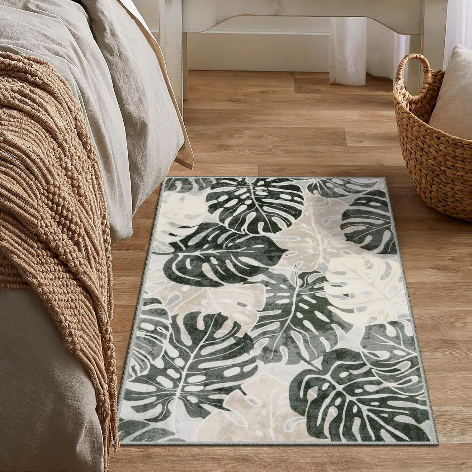Tropical Color Leaves Flowers Rug - image 4
