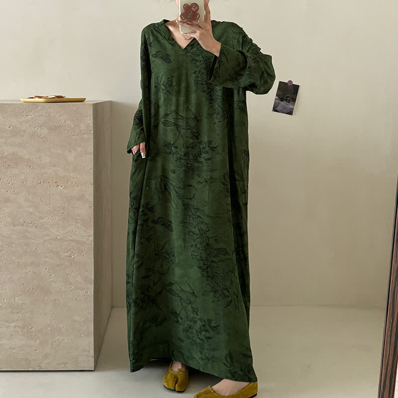 V-neck Elegant Floral Soft Long Nightdress - L - image 0