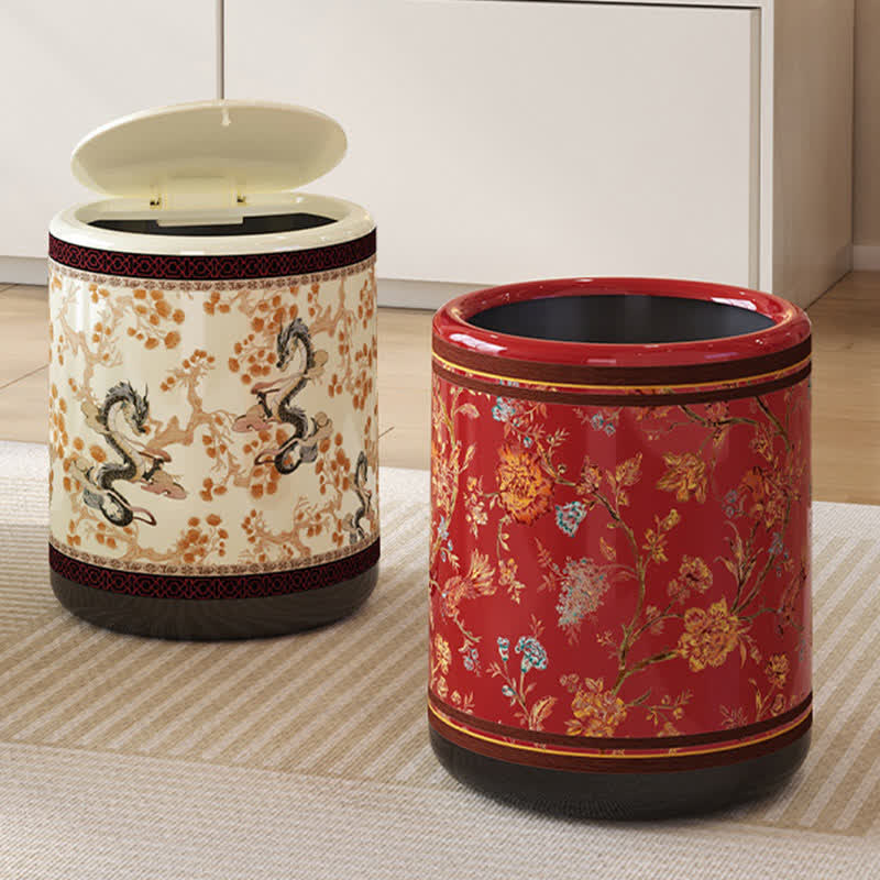Decorative Elegant Floral Durable Trash Bin - image 0