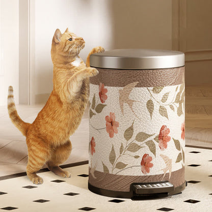 Floral Bird Luxurious Leather Trash Bin - image 11