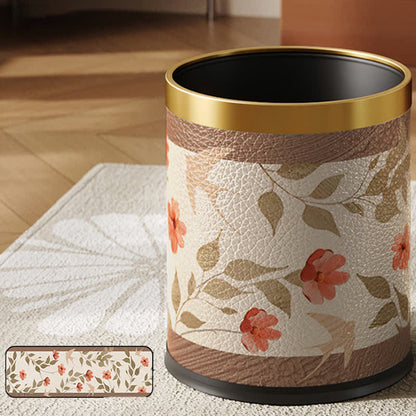 Floral Bird Luxurious Leather Trash Bin - B - Standard-Yellow Circle - 9"W x 9"L x 10"H - image 9